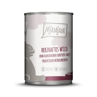 MjAMjAM Cat 400g Herzhaftes Wild & Kaninchen an fruchtigen Heidelbeeren