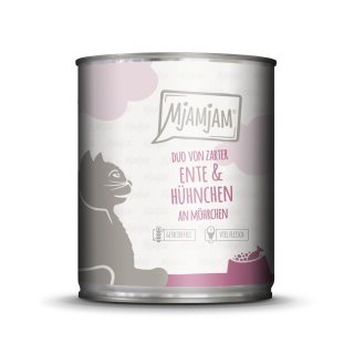 MjAMjAM Cat 6x 800g DUO von zarter Ente & saftigem Hühnchen an Möhrchen